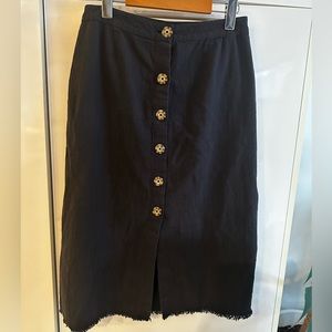 Billabong Women’s Black Button Up Black Frayed Midi Skirt | US 6 / UK 10